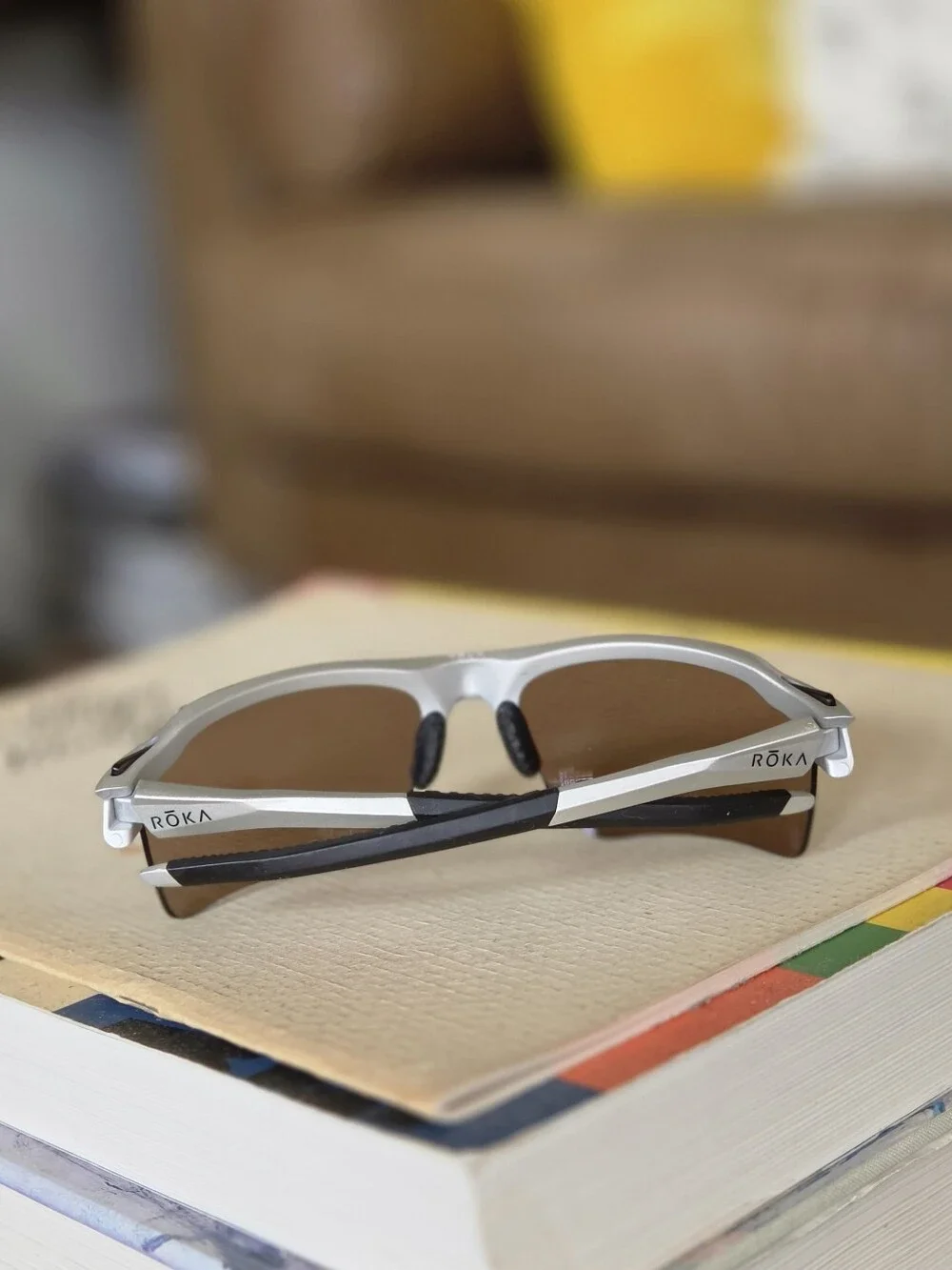 ROKA TL-1 Performance Sports Sunglasses with Matte Silver Frame Brown Lenses
